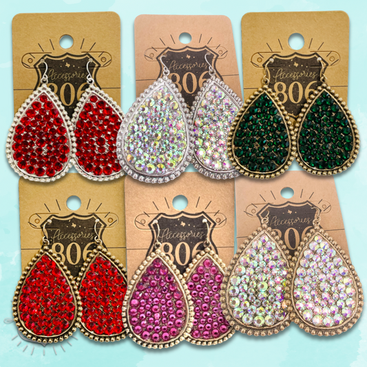 Rhinestone filled teardrop earring