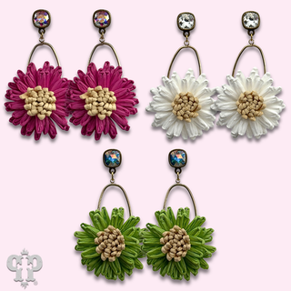Raffia flower earring with crystals from Swarovski®- LC