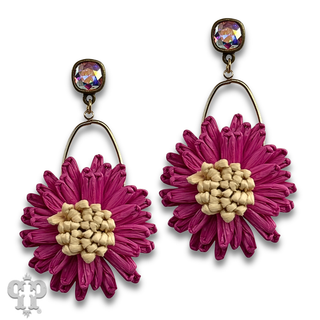 Raffia flower earring with crystals from Swarovski®- LC