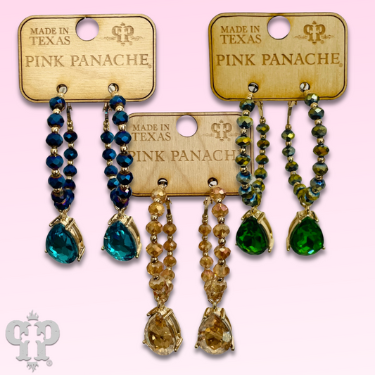 Bead hoop earring with teardrop charm