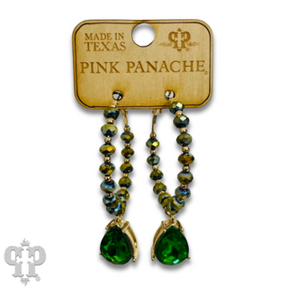 Bead hoop earring with teardrop charm
