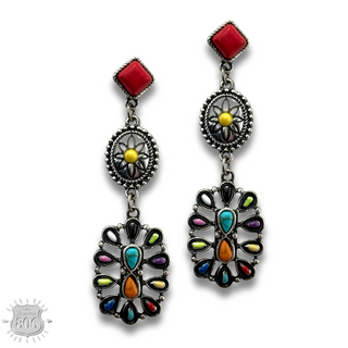 Flower concho post, triple drop earring, last call