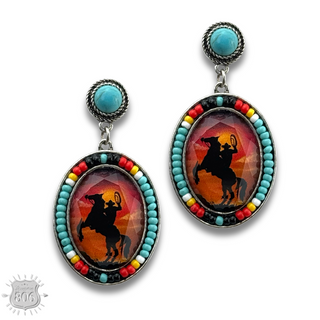 Small oval seed bead earring