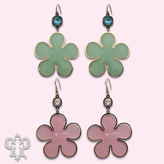 Acrylic flower earring with crystals from Swarovski®- LC