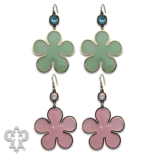 Acrylic flower earring with crystals from Swarovski®- LC