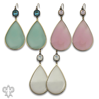 Acrylic teardrop charm earring with crystals from Swarovski®- LC