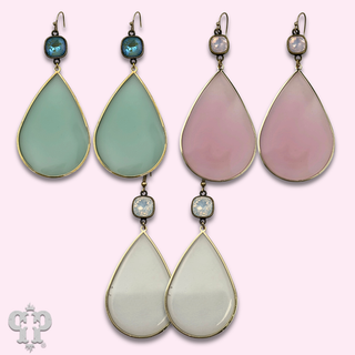 Acrylic teardrop charm earring with crystals from Swarovski®- LC