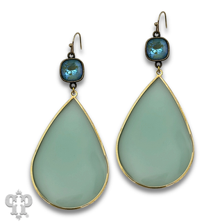 Acrylic teardrop charm earring with crystals from Swarovski®- LC