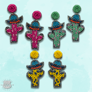 Seed bead cactus earring