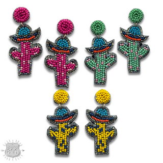 Seed bead cactus earring