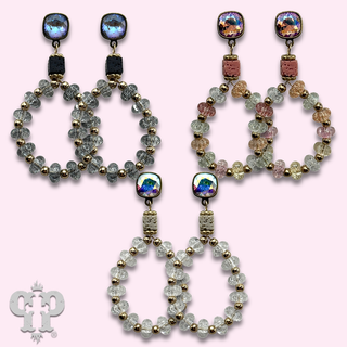 Crackle glass and stone earring with crystals from Swarovski®