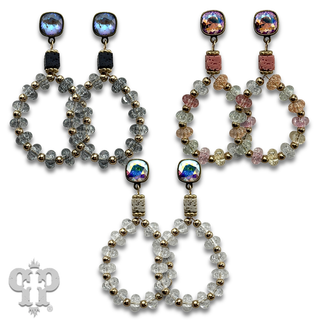 Crackle glass and stone earring with crystals from Swarovski®