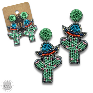 Seed bead cactus earring