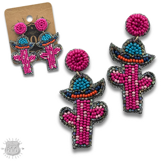 Seed bead cactus earring