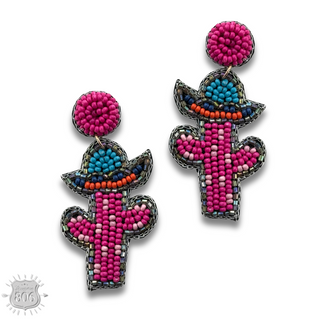 Seed bead cactus earring