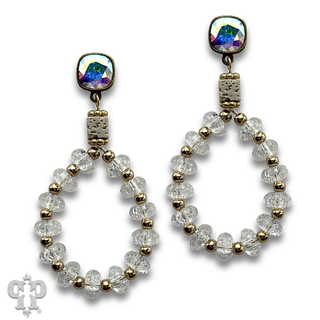 Crackle glass and stone earring with crystals from Swarovski®