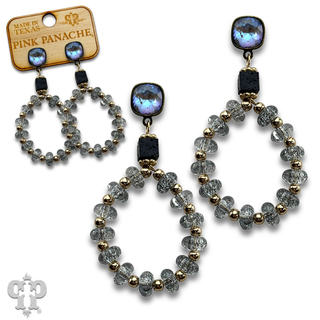 Crackle glass and stone earring with crystals from Swarovski®