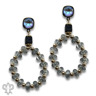Crackle glass and stone earring with crystals from Swarovski®