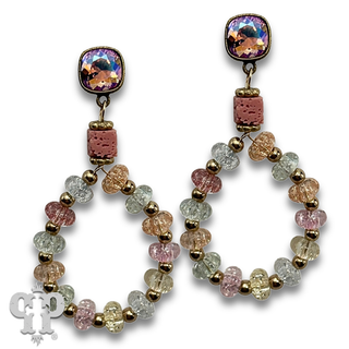 Crackle glass and stone earring with crystals from Swarovski®