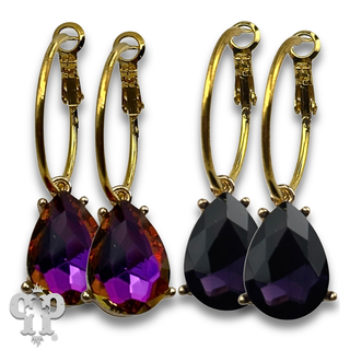 Rhinestone teardrop hoop earring - LC