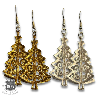 Glittered Christmas tree earring, last call