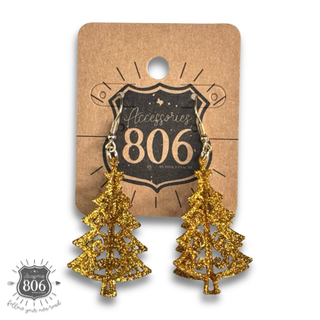 Glittered Christmas tree earring, last call