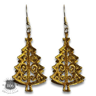 Glittered Christmas tree earring, last call