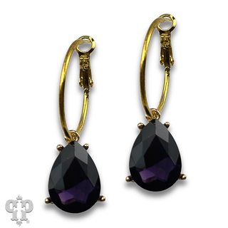 Rhinestone teardrop hoop earring - LC