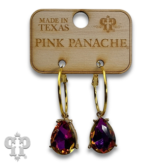 Rhinestone teardrop hoop earring - LC
