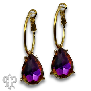 Rhinestone teardrop hoop earring - LC