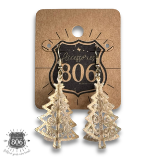 Glittered Christmas tree earring, last call