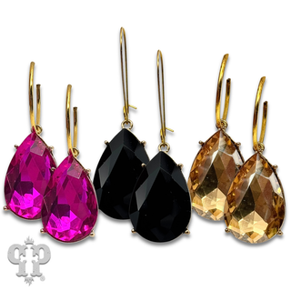 Large teardrop rhinestone charm earring