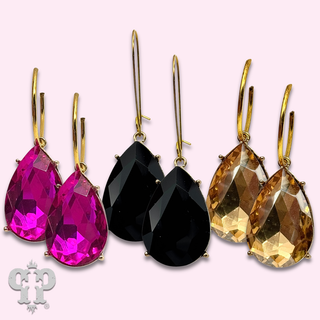 Large teardrop rhinestone charm earring