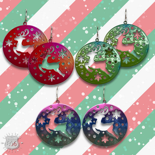 Round reindeer earring, last call