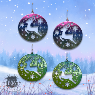 Round reindeer earring