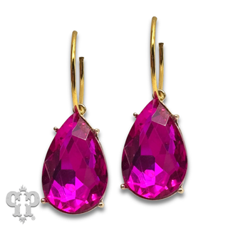 Large teardrop rhinestone charm earring