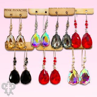 Teardrop on decorative gold kidney wire earring