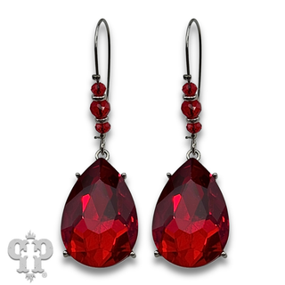 Teardrop on decorative gold kidney wire earring