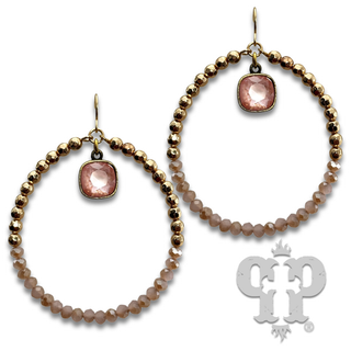 Gold and color bead circle earring, Austrian crystal - LC