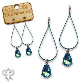 Open colorful teardrop charm earring