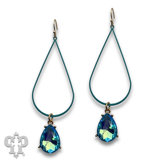 Open colorful teardrop charm earring