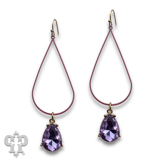 Open colorful teardrop charm earring