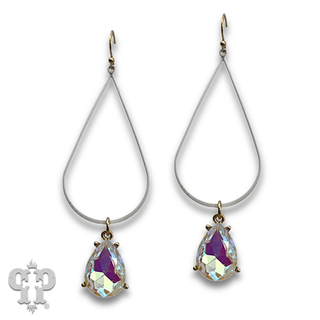 Open colorful teardrop charm earring