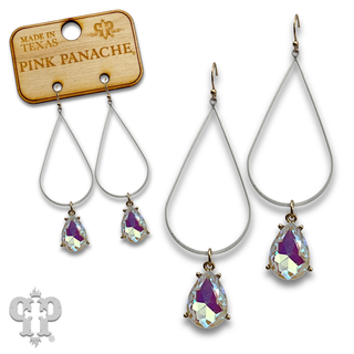 Open colorful teardrop charm earring