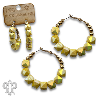 Iridescent acrylic bead hoop earring - LC