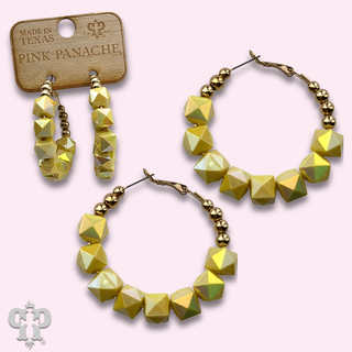 Iridescent acrylic bead hoop earring - LC