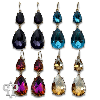 Rhinestone double teardrop earring - LC