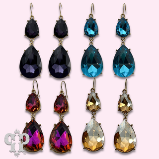 Rhinestone double teardrop earring - LC