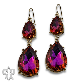 Rhinestone double teardrop earring - LC