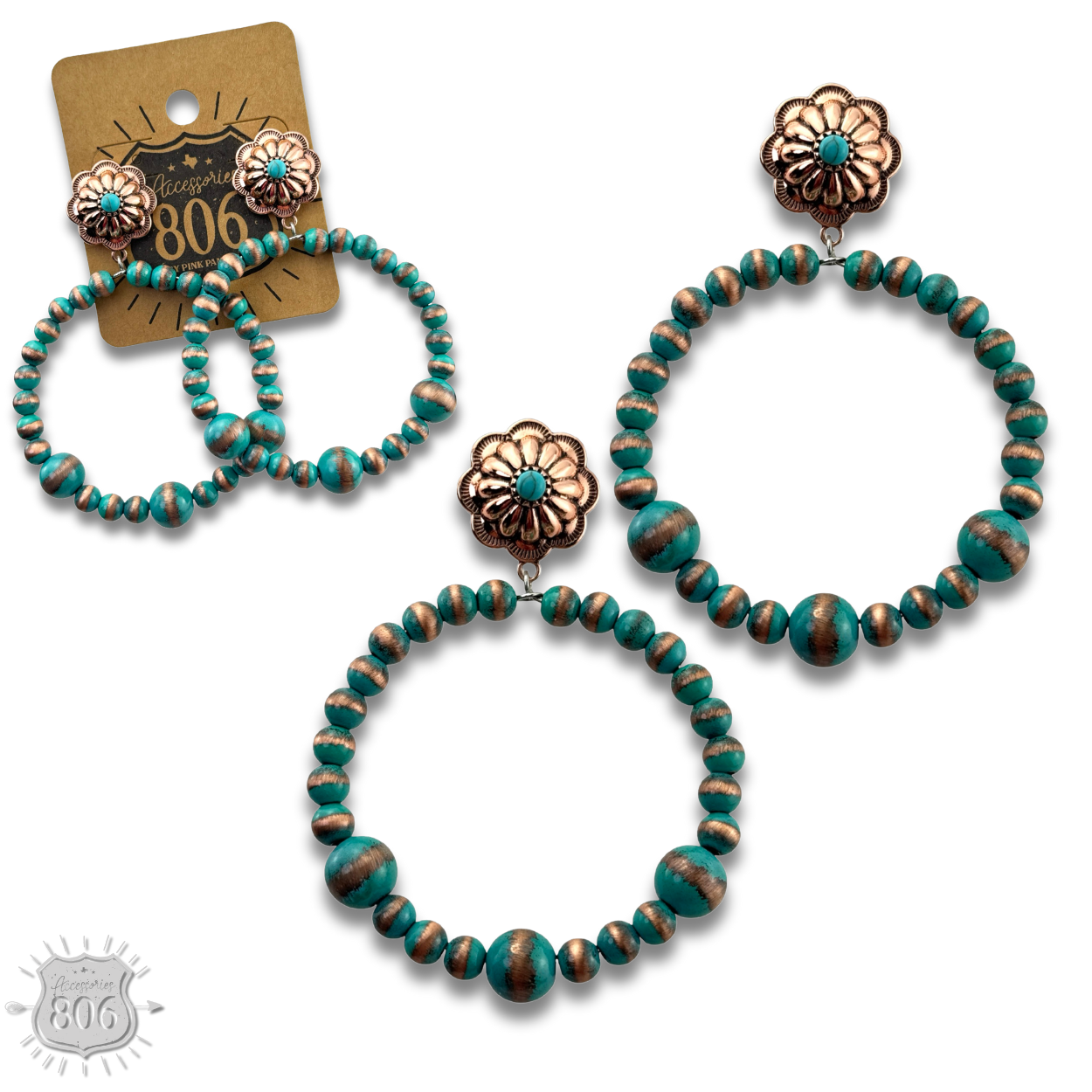 Beaded circle on concho post earring